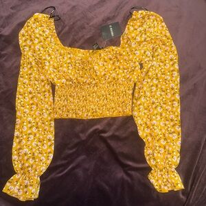 gold cottagecore style crop top